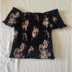 Cropped off the shoulder floral tank top size medium